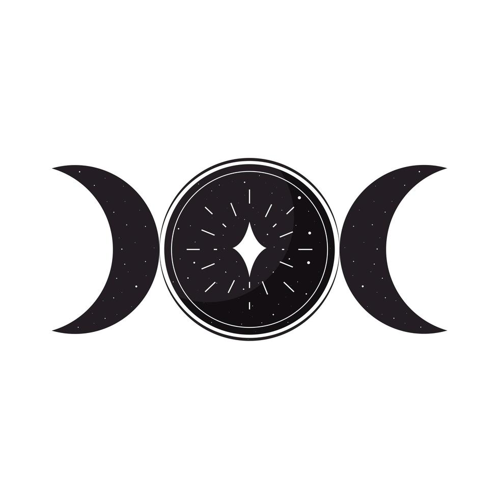 esoteric circle with moons vector
