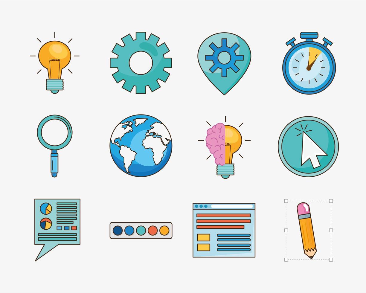 Idea and creativity icon set vector