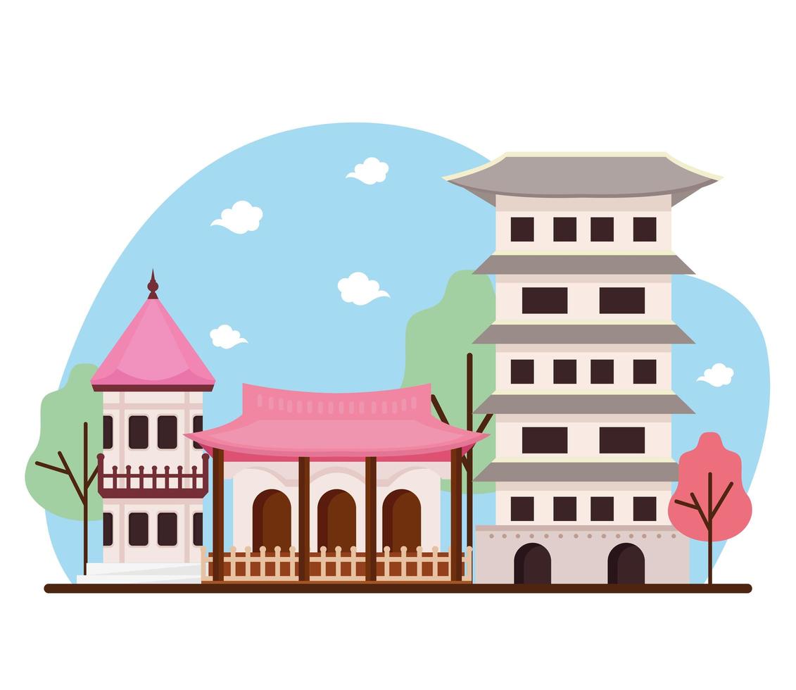 asian architecture buildings vector