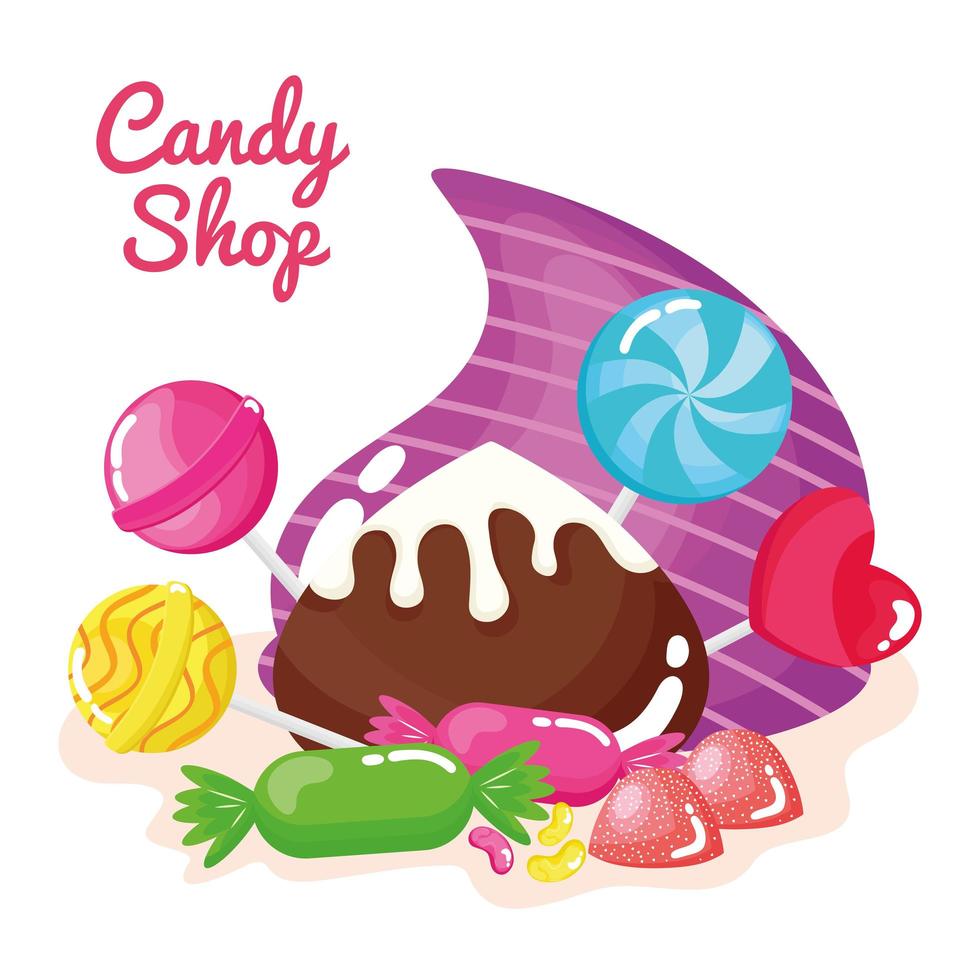 candies and lettering vector