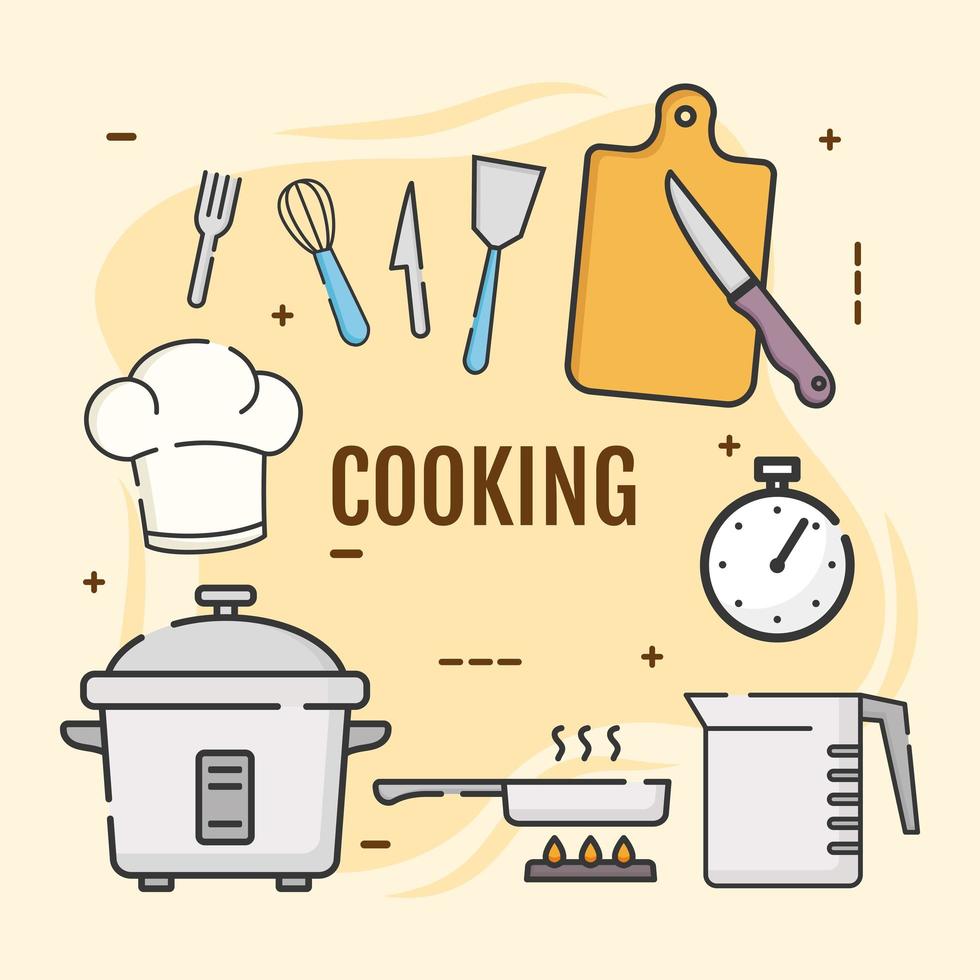 Cooking set of symbols vector