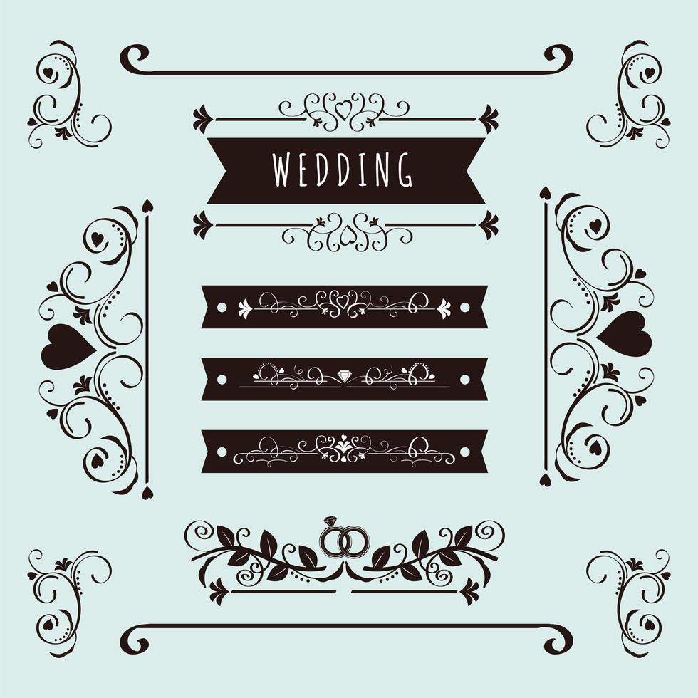 Banners de boda colección de símbolos vector