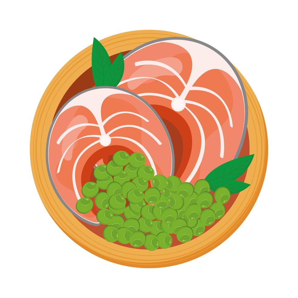 fish with beans plate vector