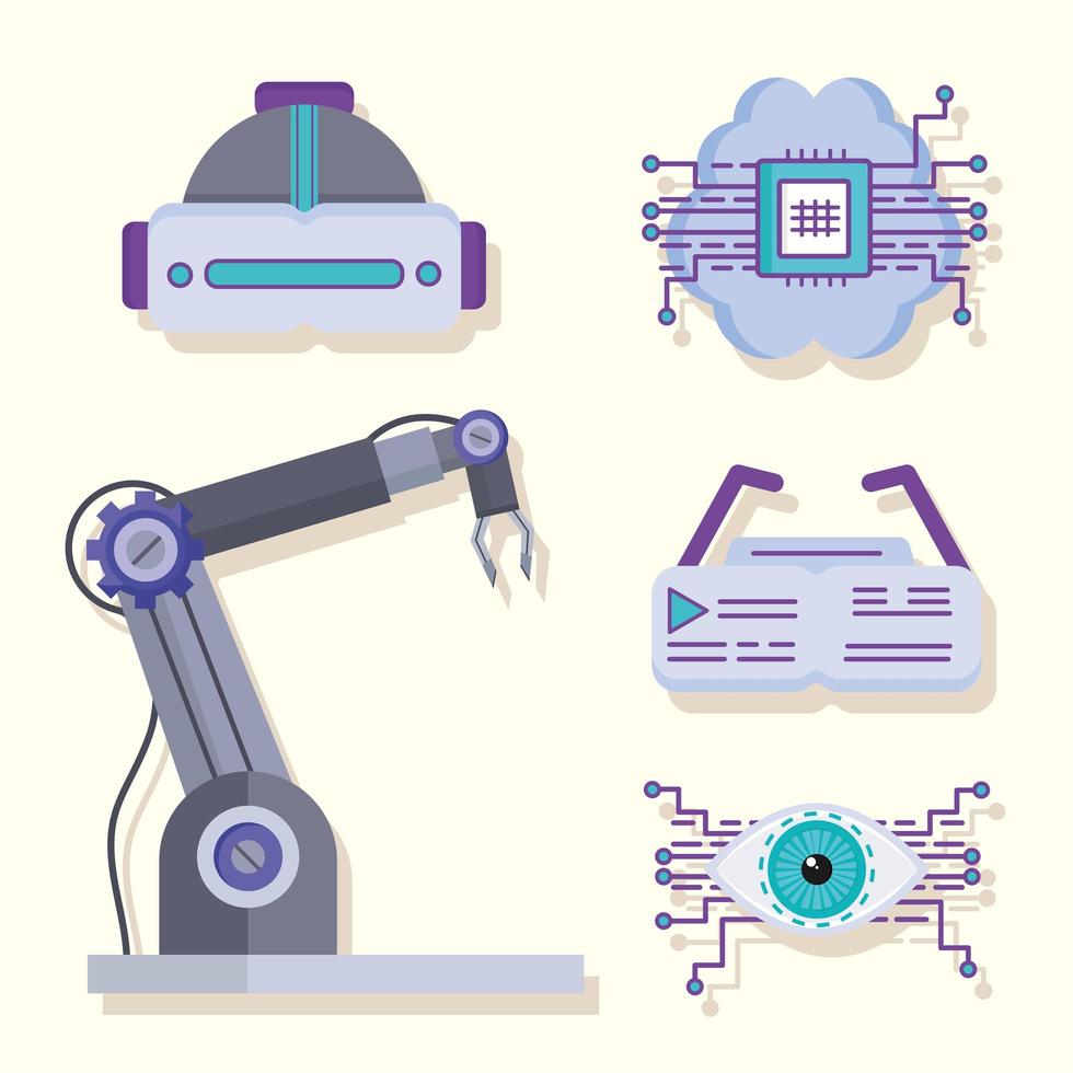 conjunto de símbolos de tecnología futura vector