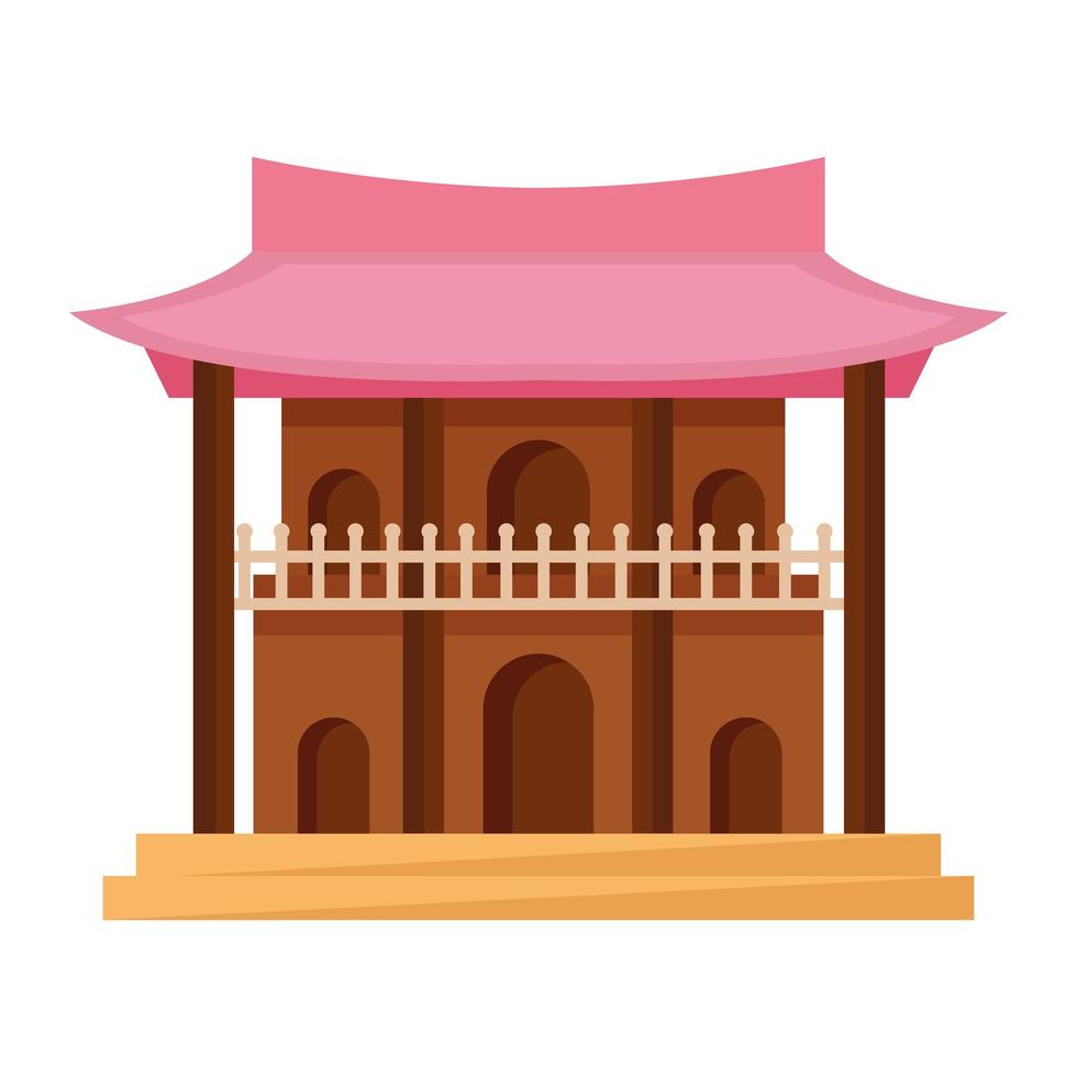 asian temple pink vector