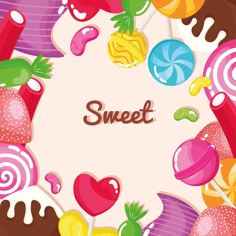 sweet candies frame vector