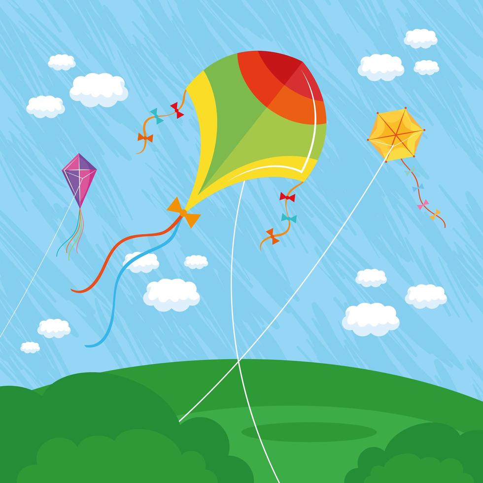 kites at landscape vector