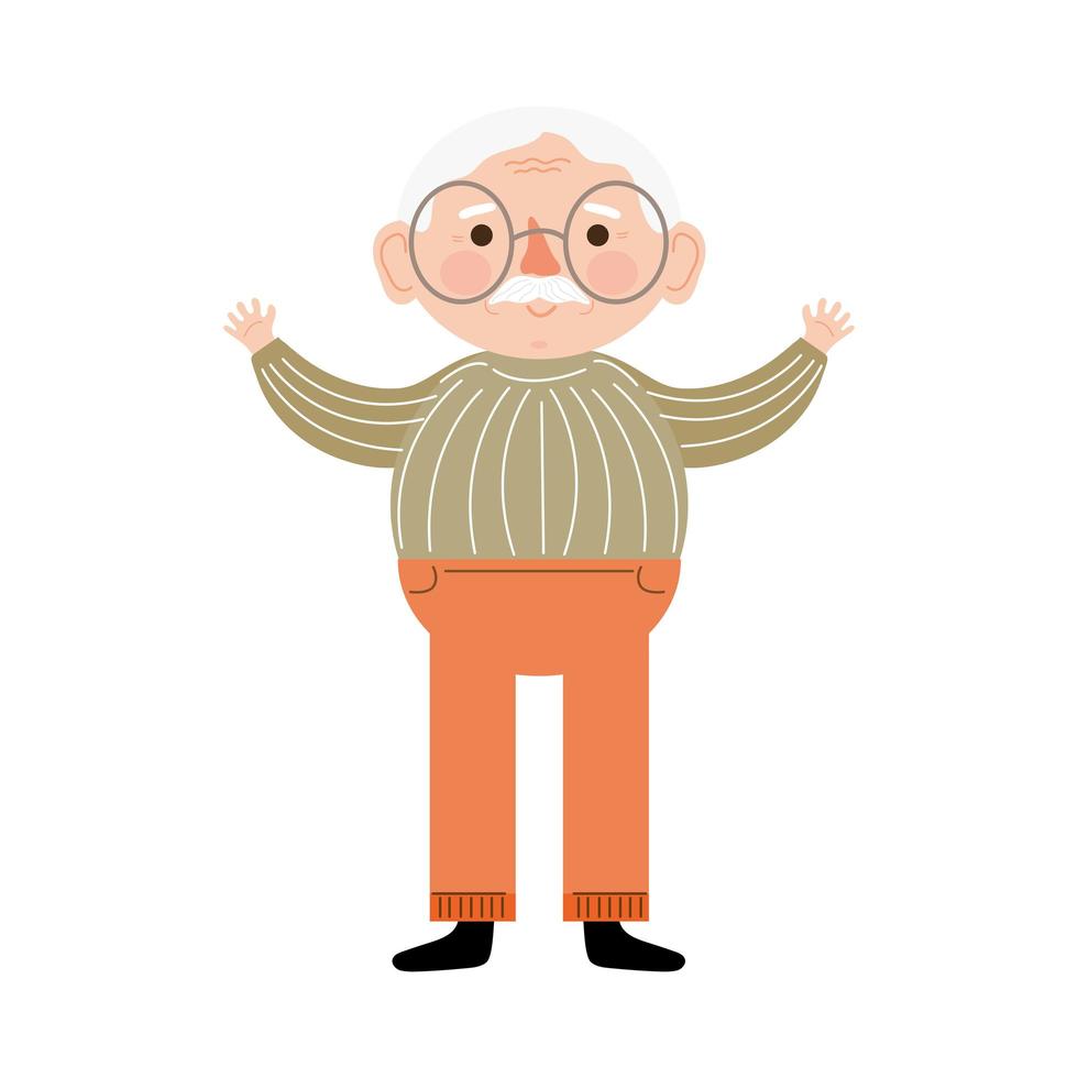 personaje de abuelo feliz vector