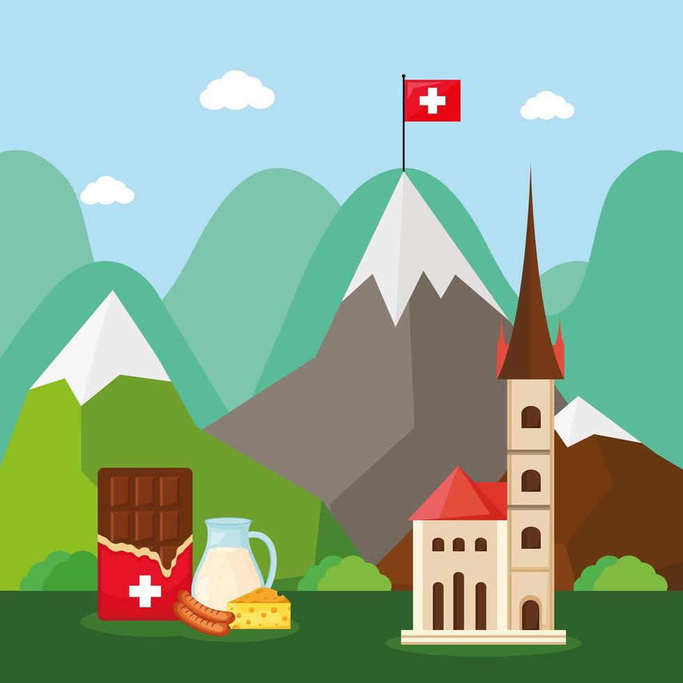 landscape of switzerland vector