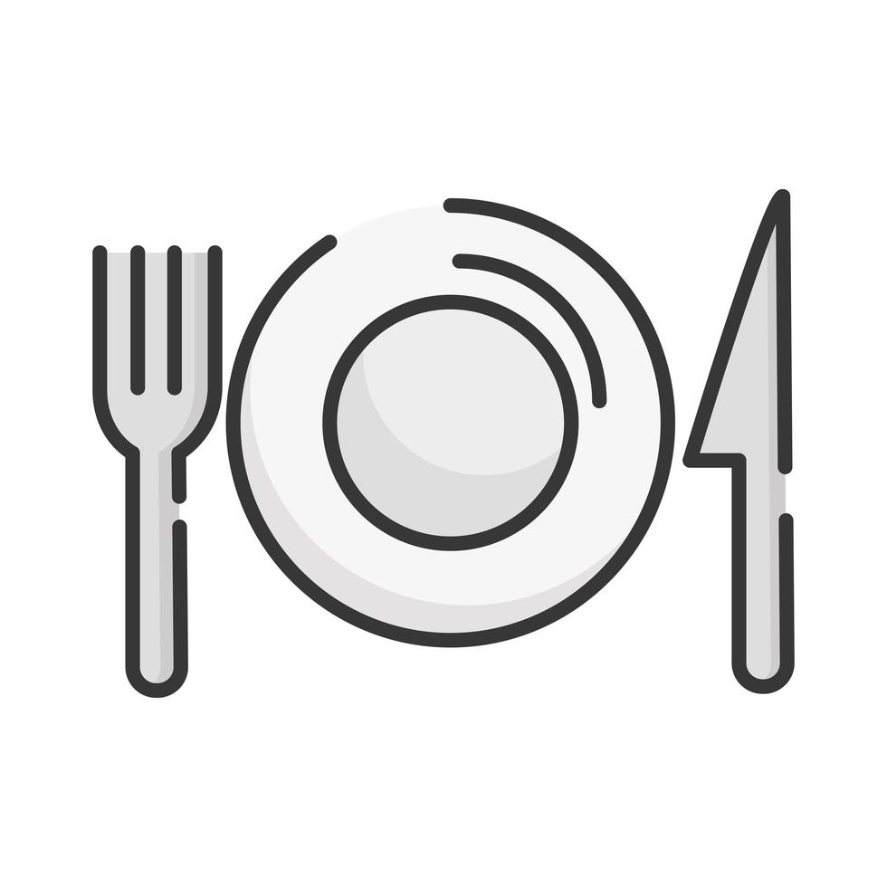 kitchen plate with cutlery vector
