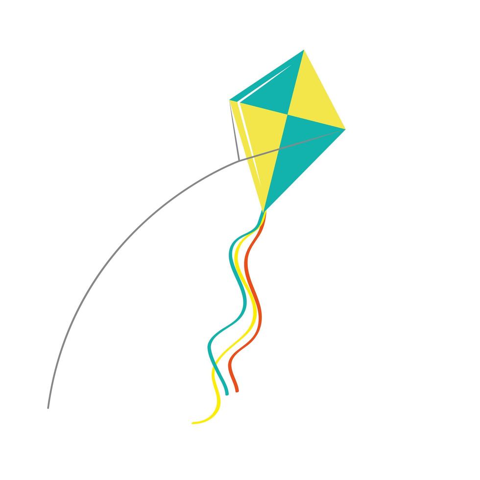 Blue and yellow kite flying vector