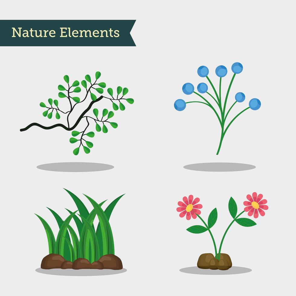 four nature scene icons vector