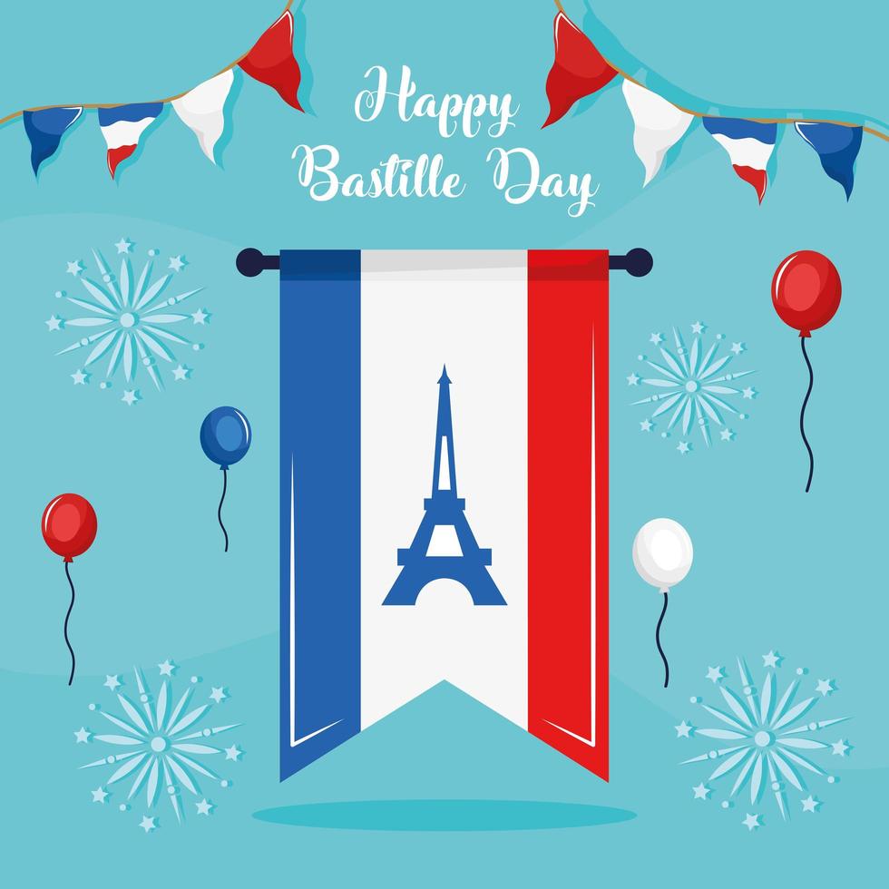 Happy bastille day banner vector