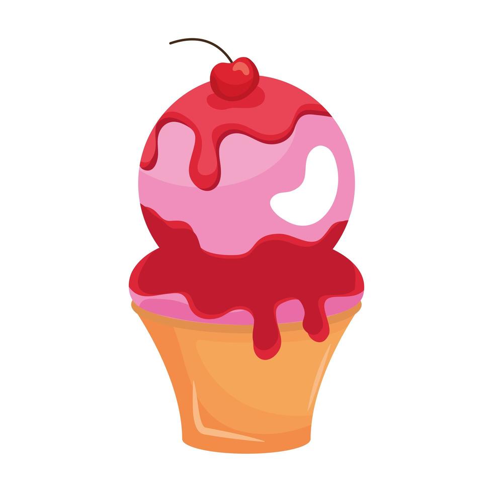 ice cream in cone with caramel vector