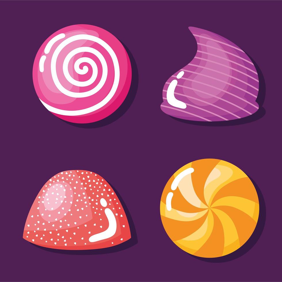 four sweet candies vector