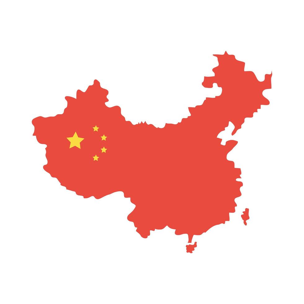 bandera de china en el mapa vector