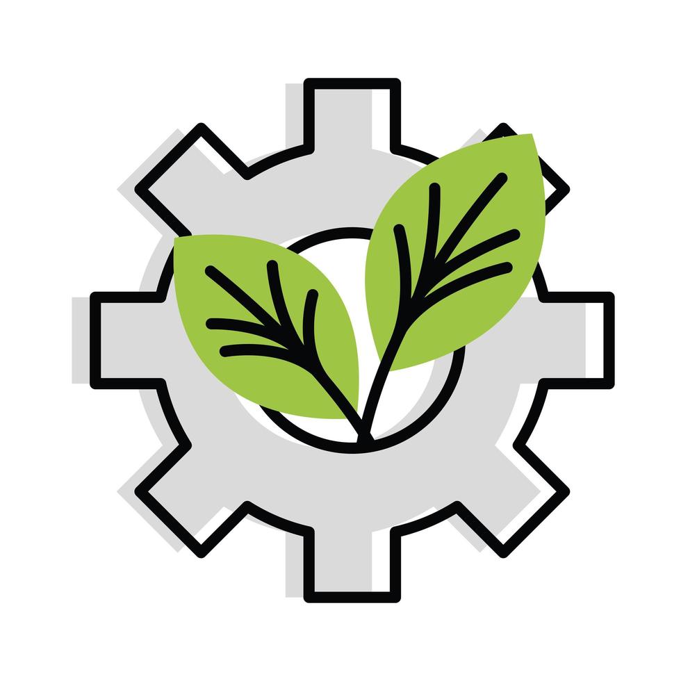 gear with leafs vector