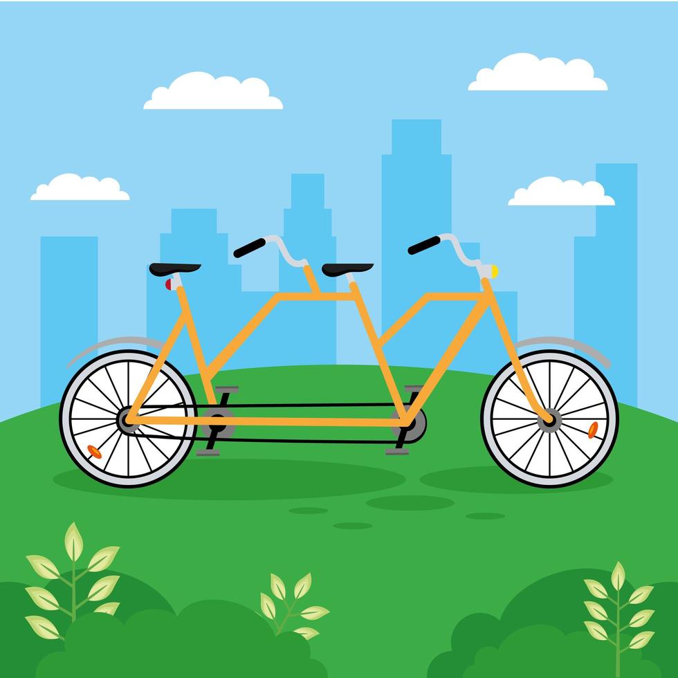 yellow bicycle tandem vehicle vector