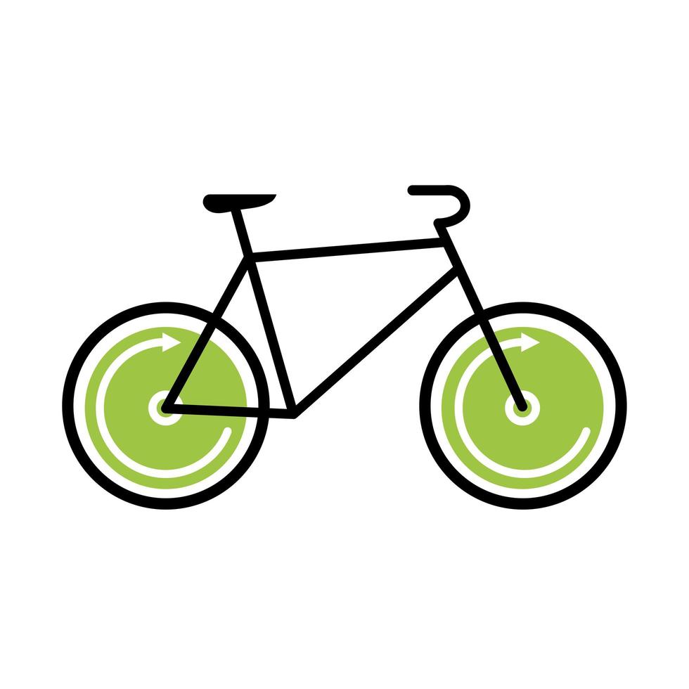 bicicleta ruedas verdes vector