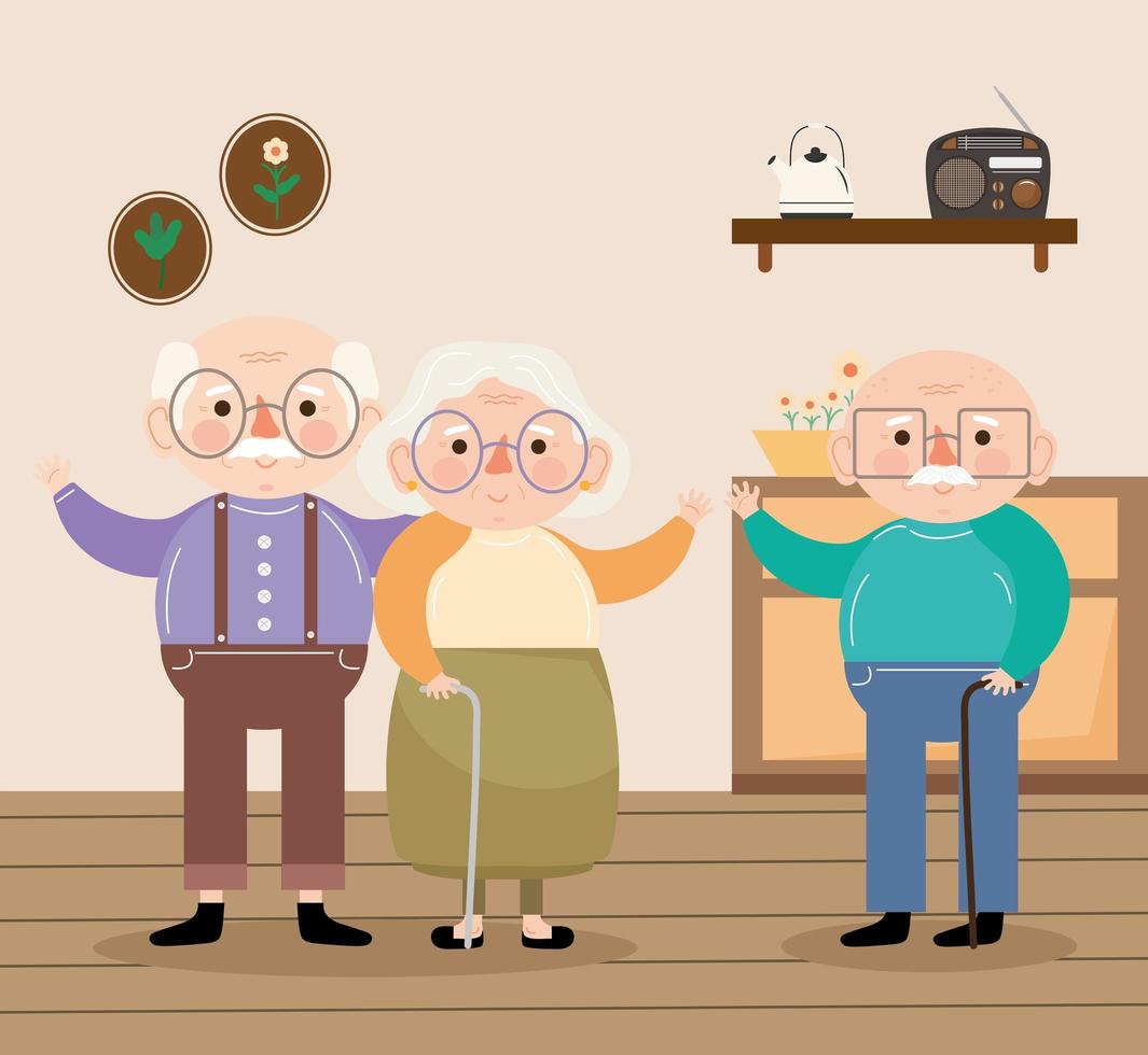 old persons in house vector