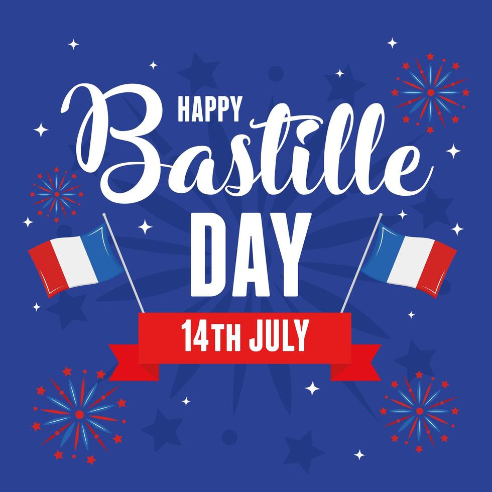 Happy bastille day flags vector
