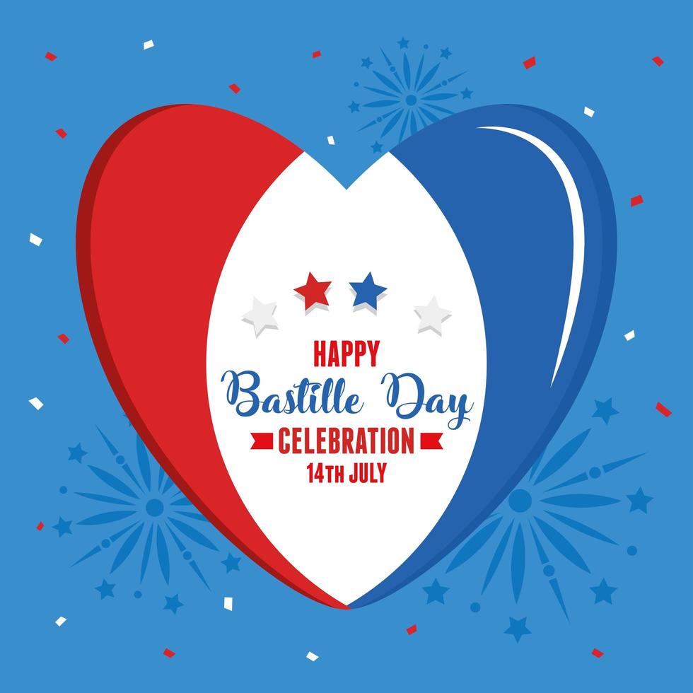 Happy bastille day heart vector