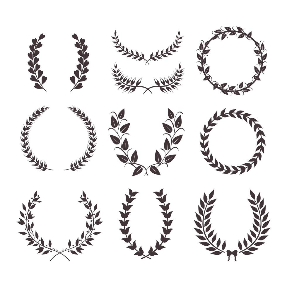 ten laurel wreaths vector