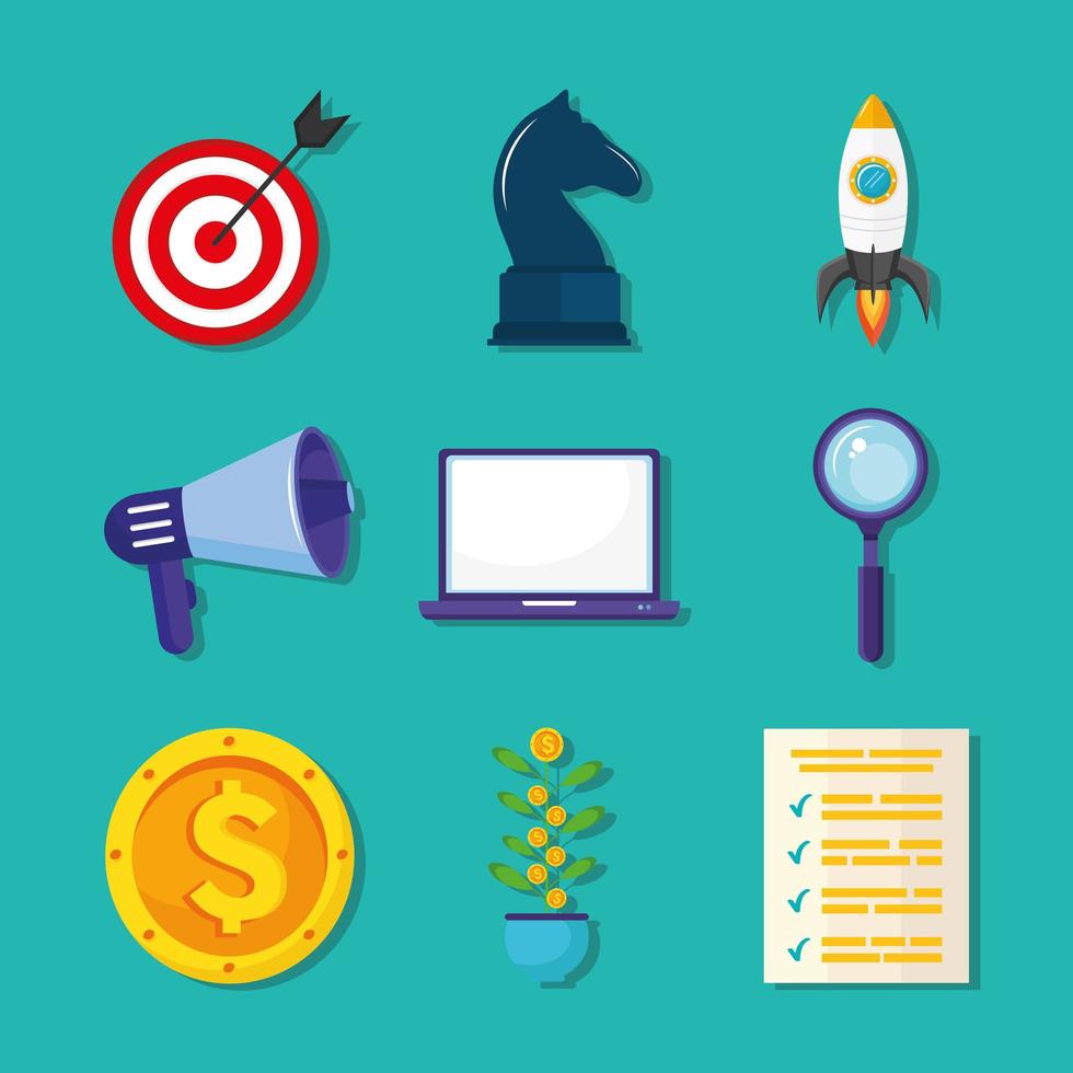 nine start up icons vector