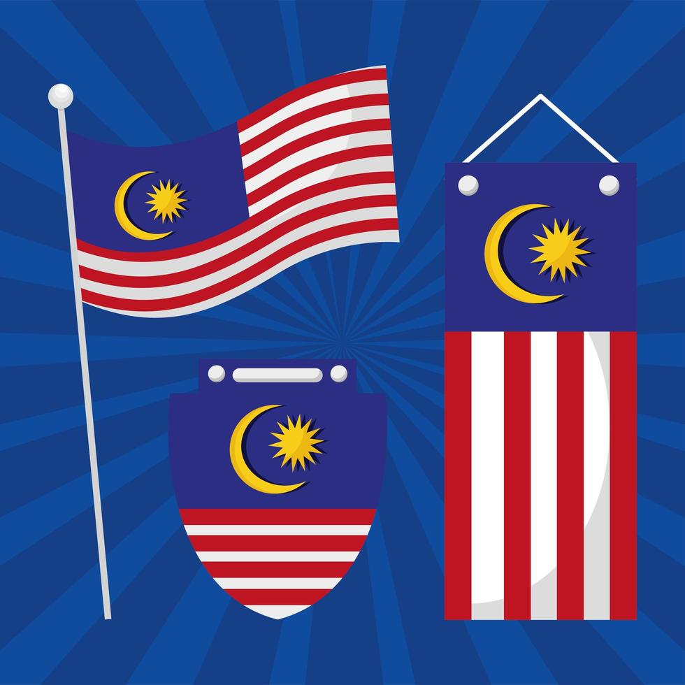 Malaysian flags symbol collection vector