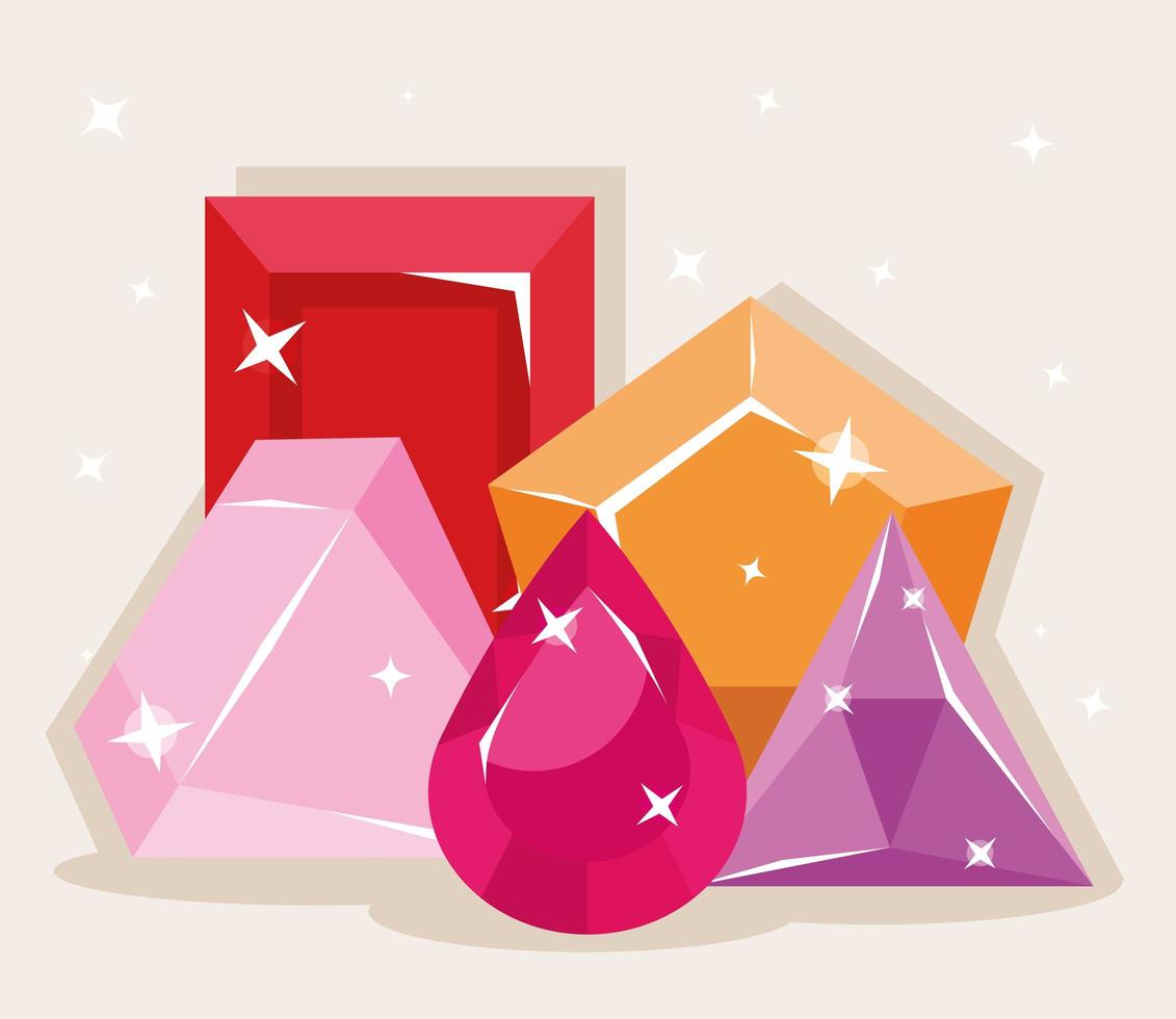 collection of diamonds and gems vector