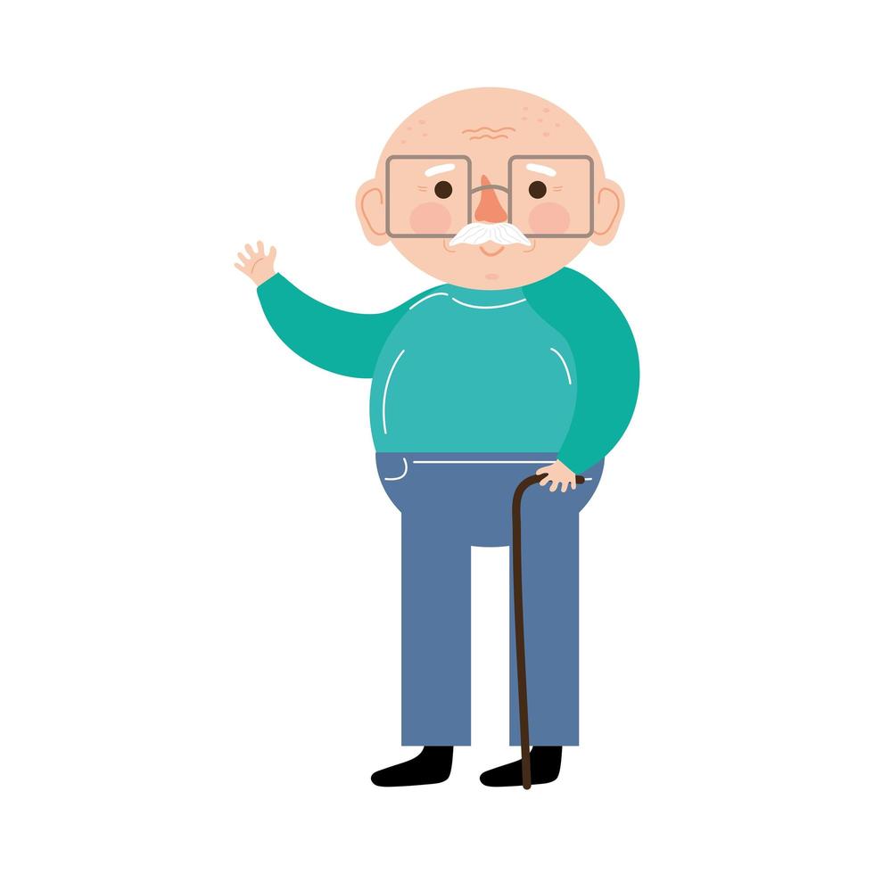 abuelo con bastón vector