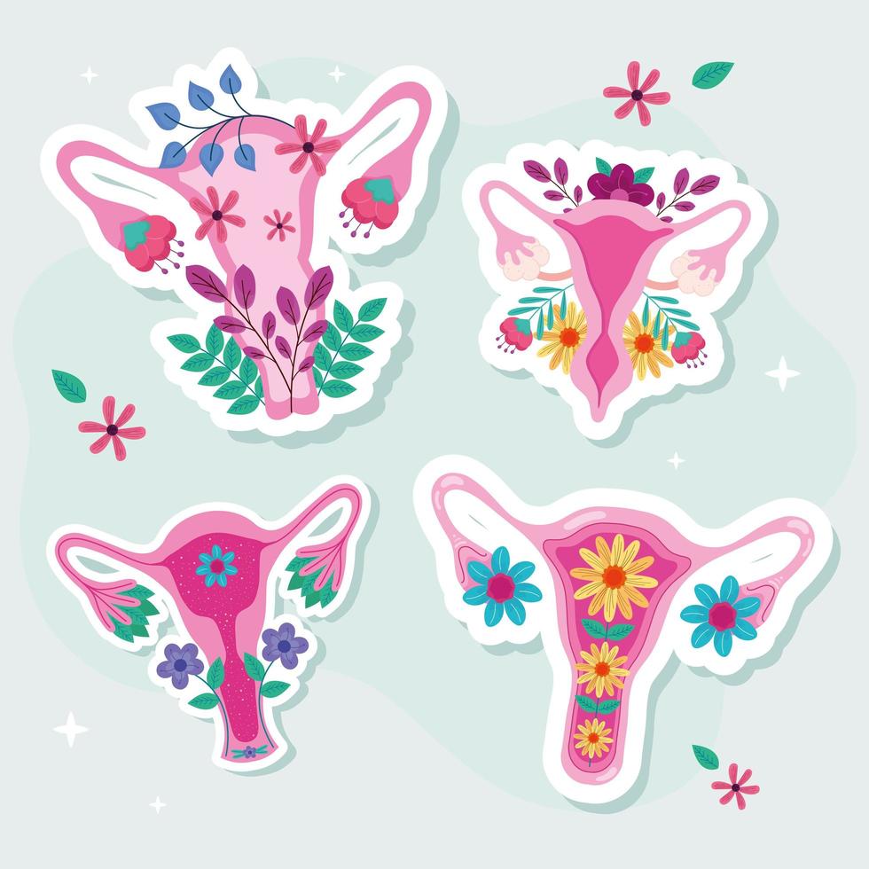 four floral vaginas vector