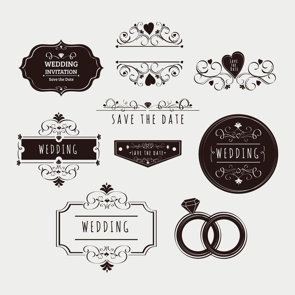 Wedding banners icon collection vector