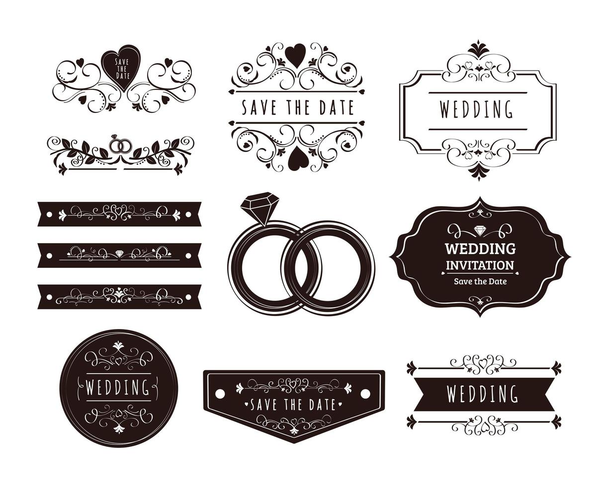 Wedding banners symbol group vector