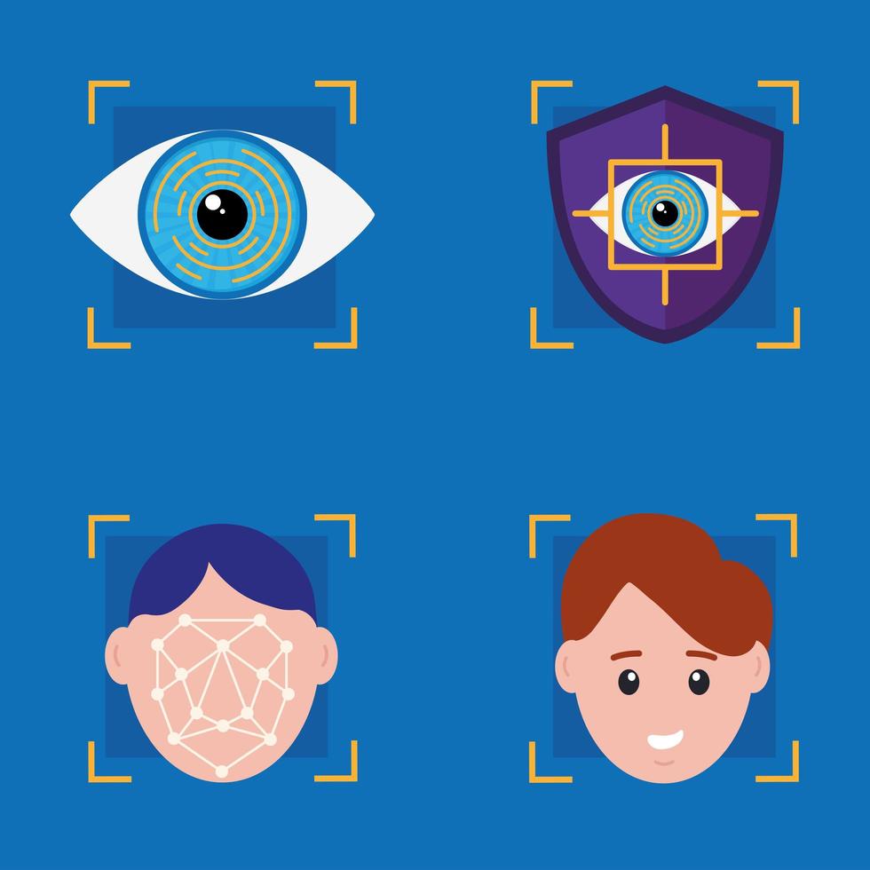 biometric verification four icons vector