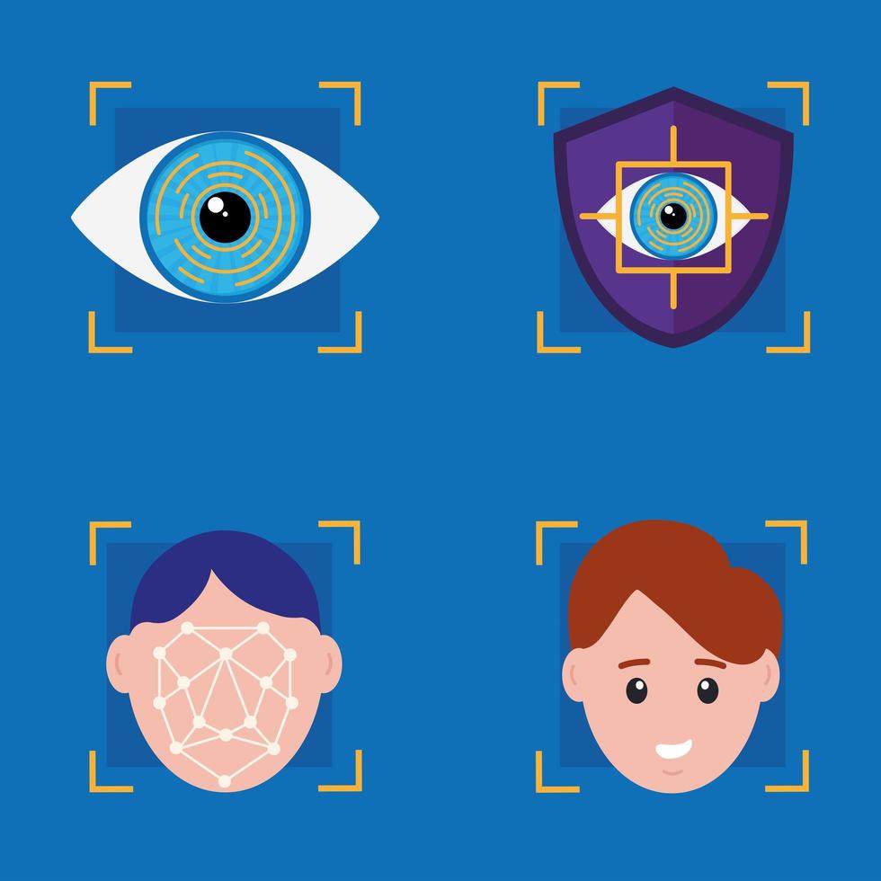 biometric verification four icons vector