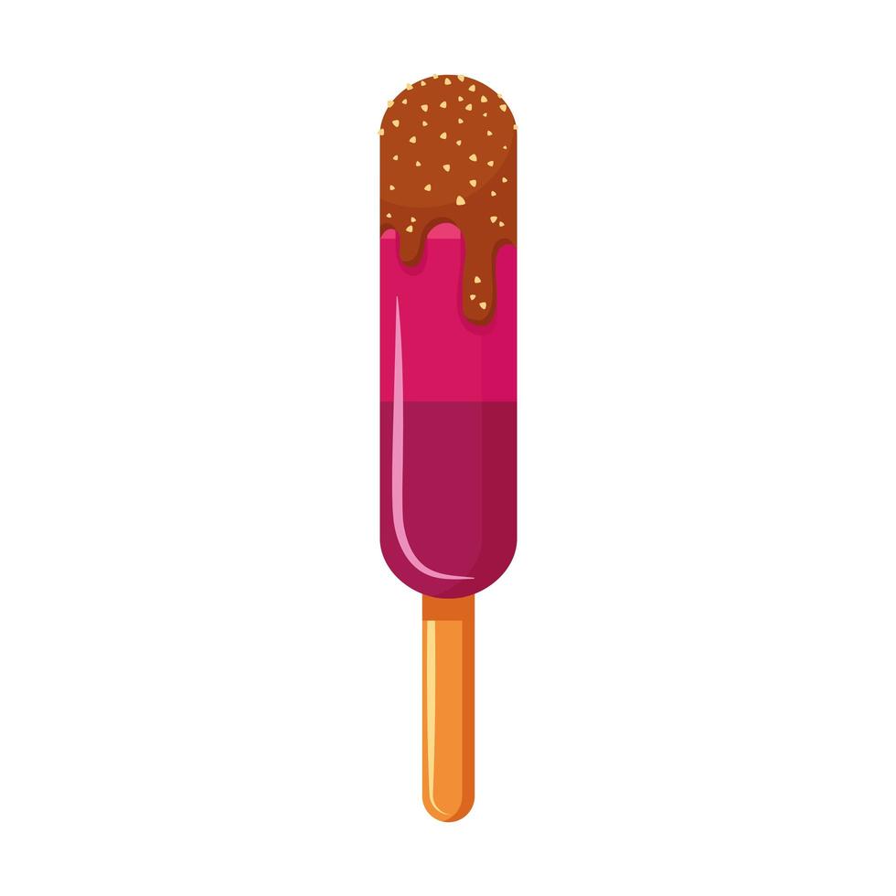 pink ice cream with chocolate vector