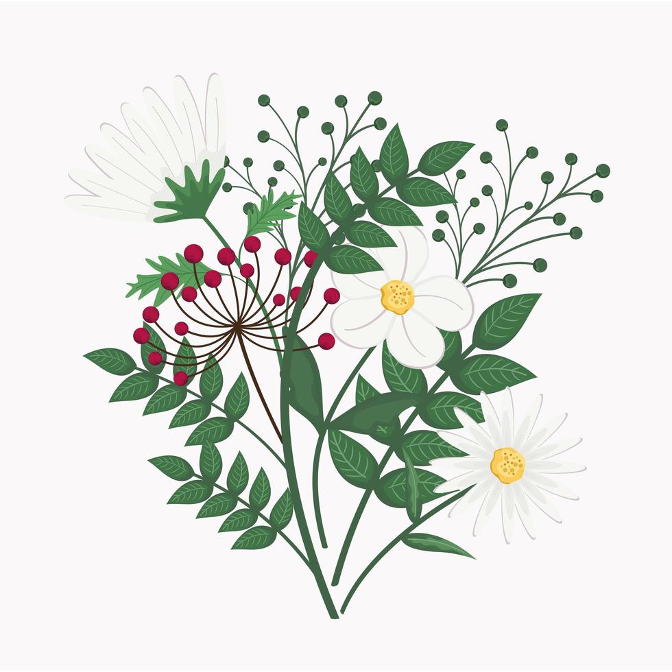 white flowers with branches vector