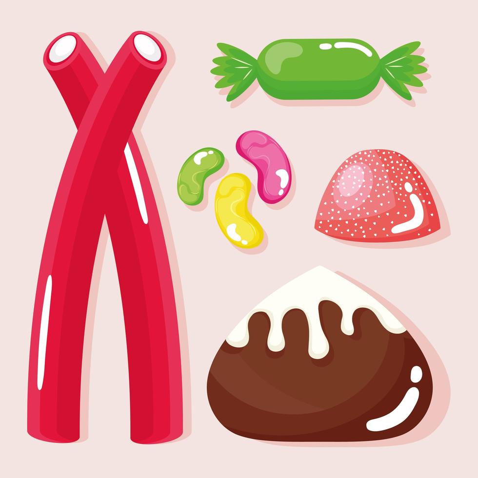 eight sweet candies vector