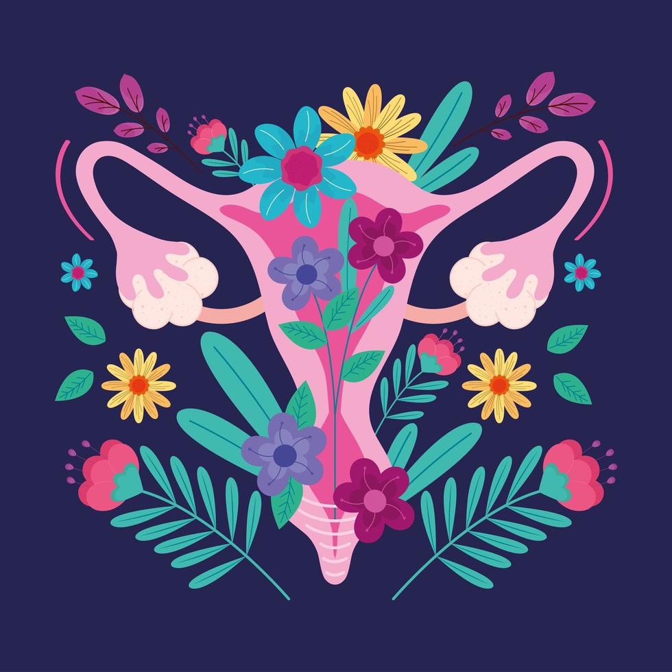 vagina with beautiful flowers vector