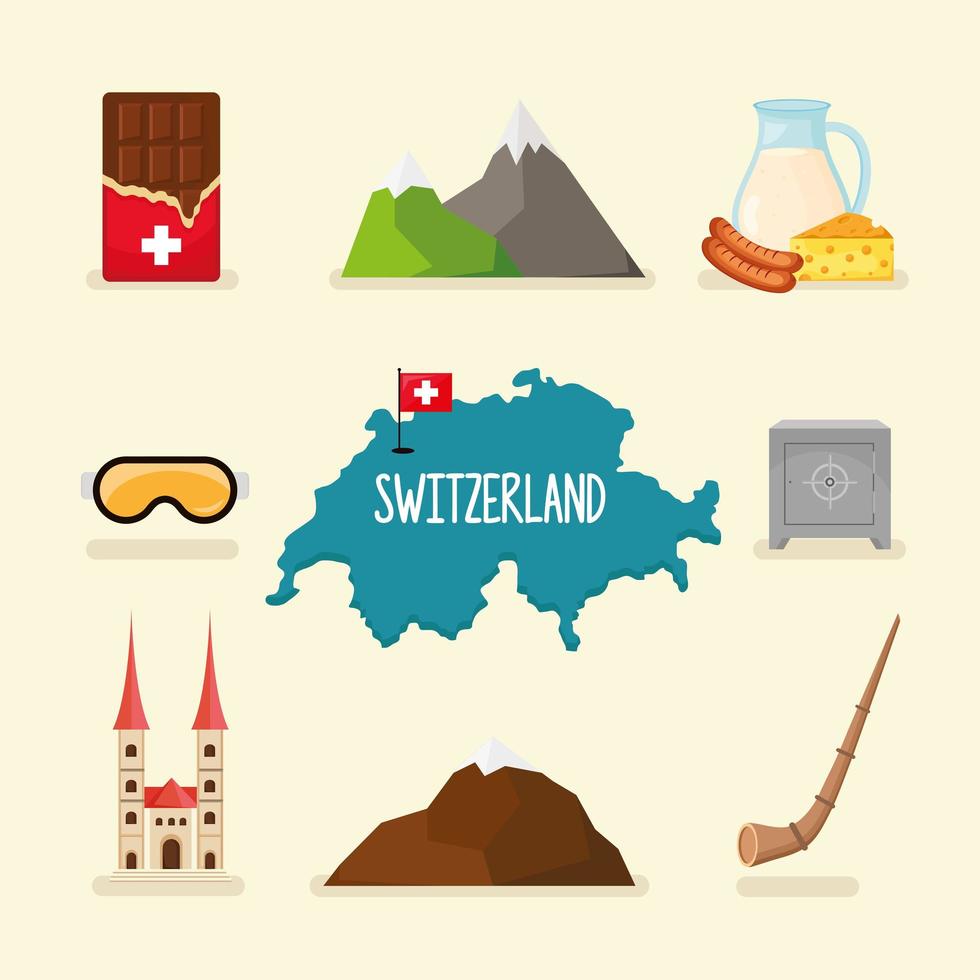 set of icons switzerland vector