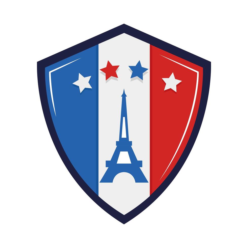 French eiffel tower inside shield vector