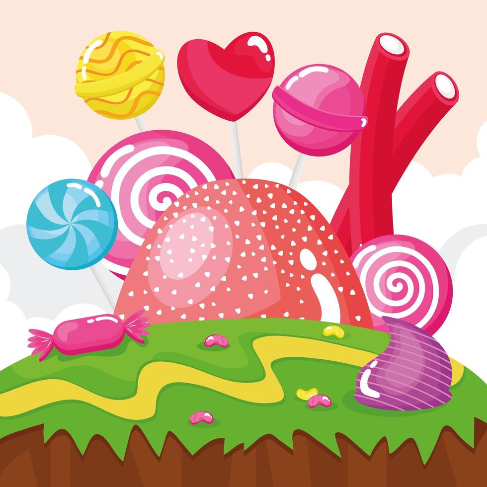 escena de la tierra de los dulces vector