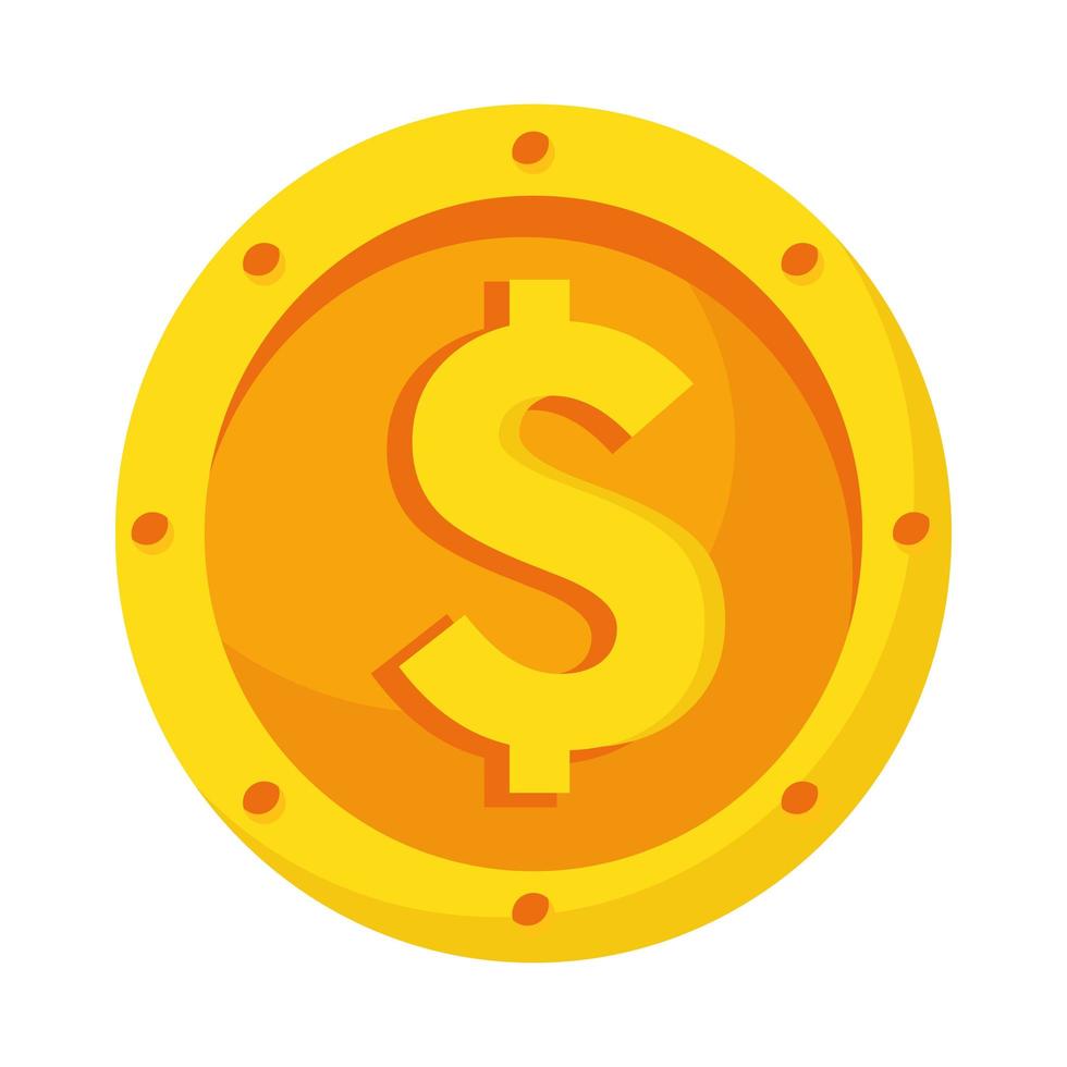 golden dollar coin vector