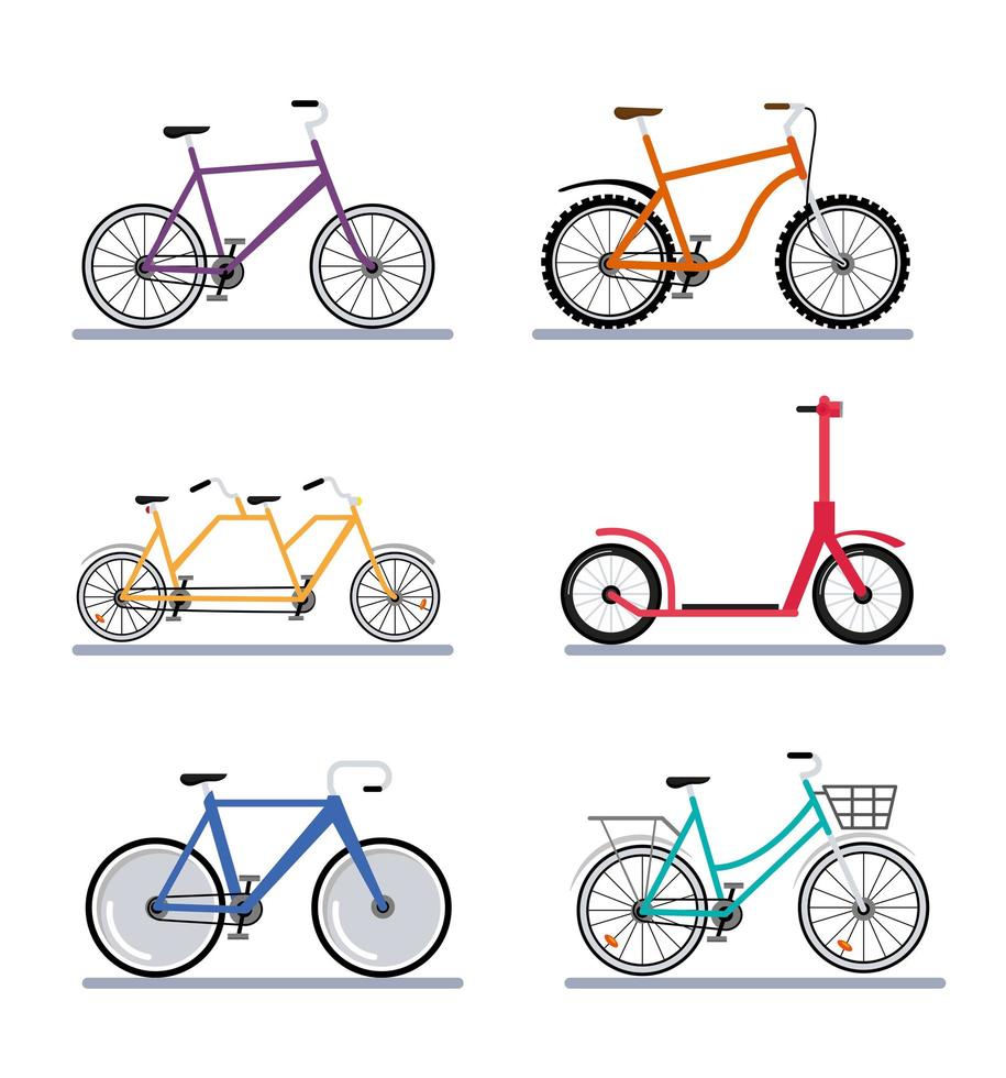 six bikes vehicles vector