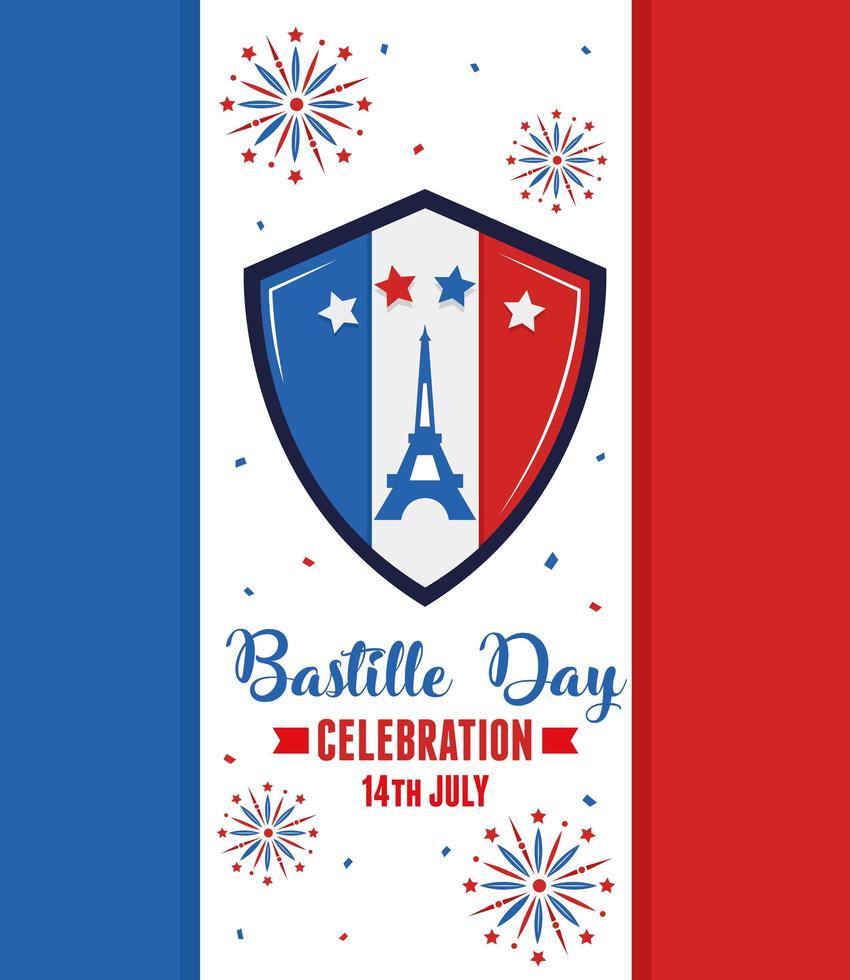 Happy bastille day shield vector