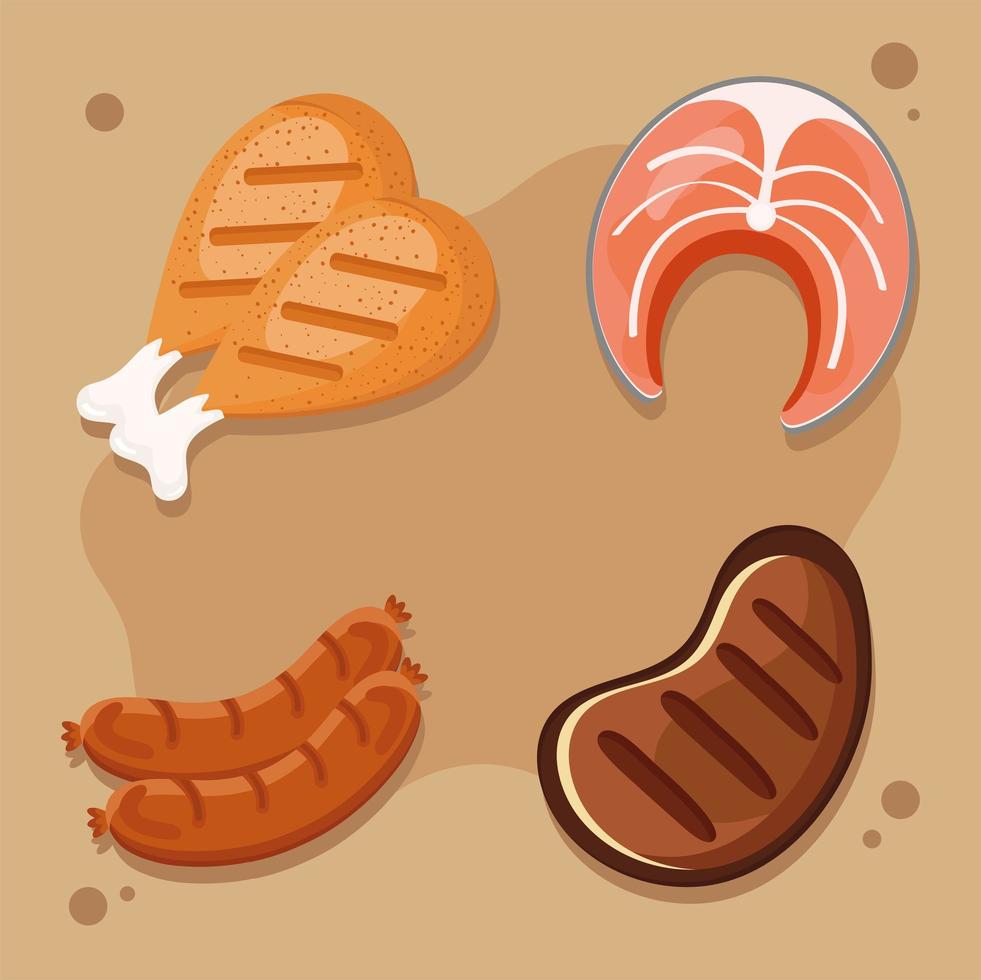 meat food icon set vector