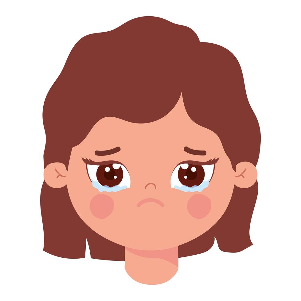 niña triste vector