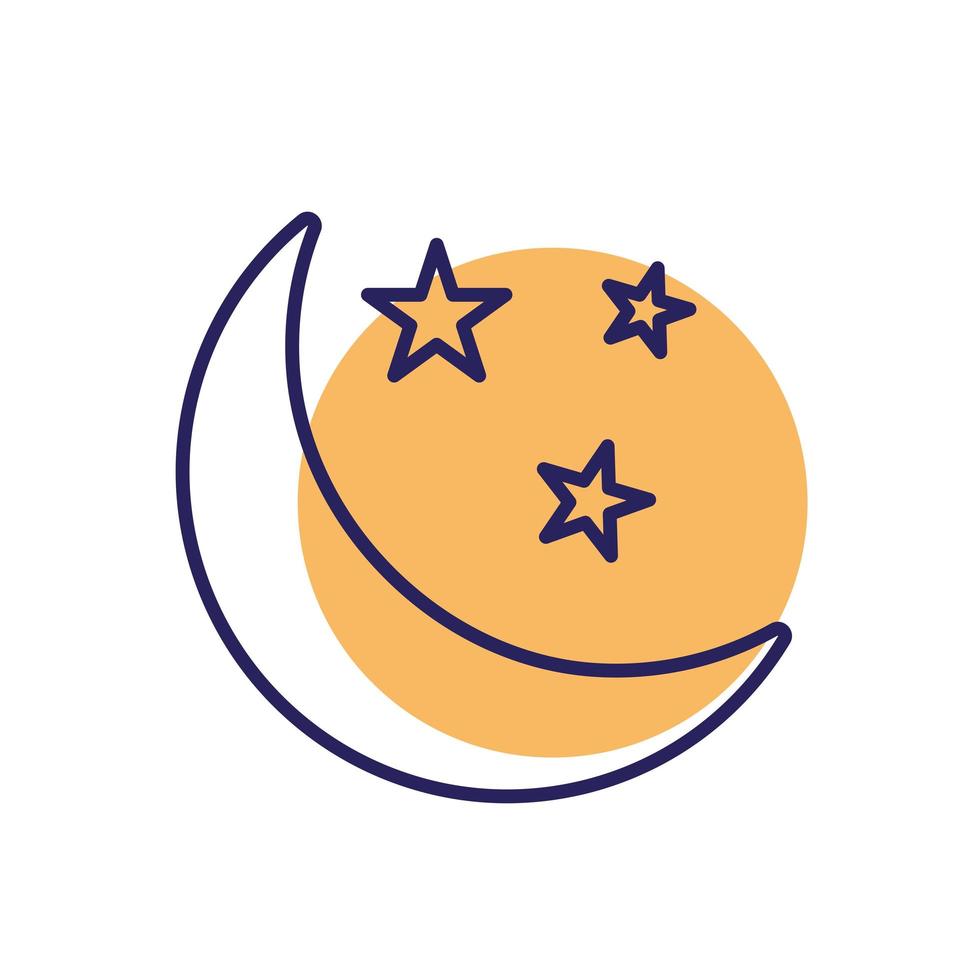 moon with stars line style icon vector design