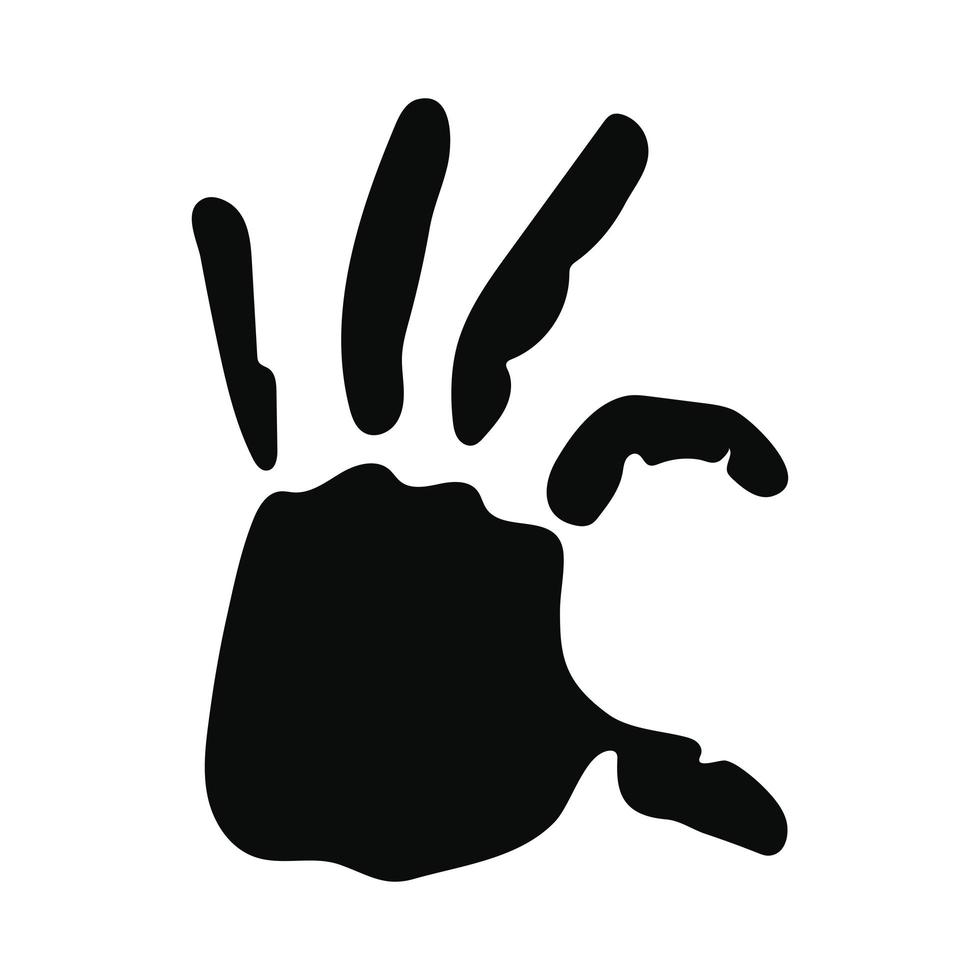 silhouette of one hand with five fingers with a white background vector